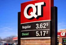 QuikTrip gas price sign in Atlanta showing regular gas near $4 per gallon