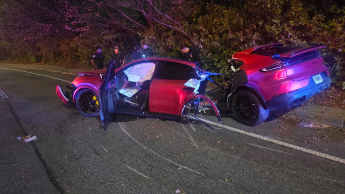 Porsche split in half after crash in Dunwoody