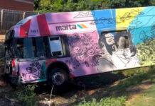 MARTA bus crashed into ditch on Holcomb Bridge Road in DeKalb County