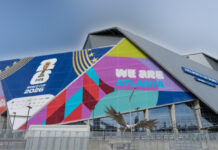 Mercedes-Benz Stadium in Atlanta featuring 2026 FIFA World Cup branding